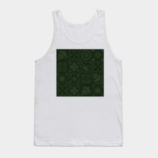 Mexican Dark Green Talavera Tile Pattern by Akbaly Tank Top